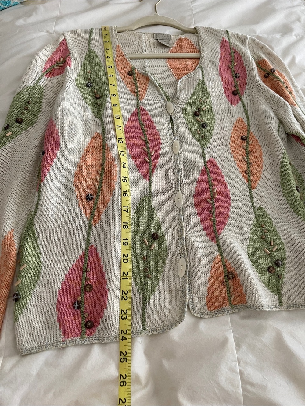 Vintage Sigrid Olsen Sport Embellished Leaf Pattern Cardigan Size Large nwot - Picture 7 of 11